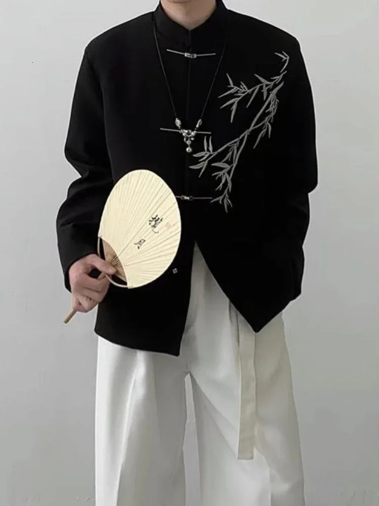 Black Mens Suit Jackets Coat Chinese Oversize Male Blazer Plus Big Size Premium Korean Style Clothes Fashion Summer 250614
