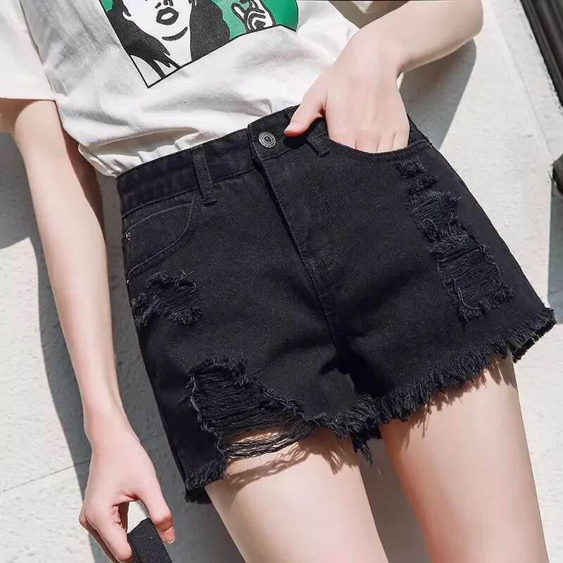 Female Short Jeans Pants With Waist Pocket Wide Casual Womens Denim Shorts To Wear Low Price Fashion Clothing 2025 Wholesale XL