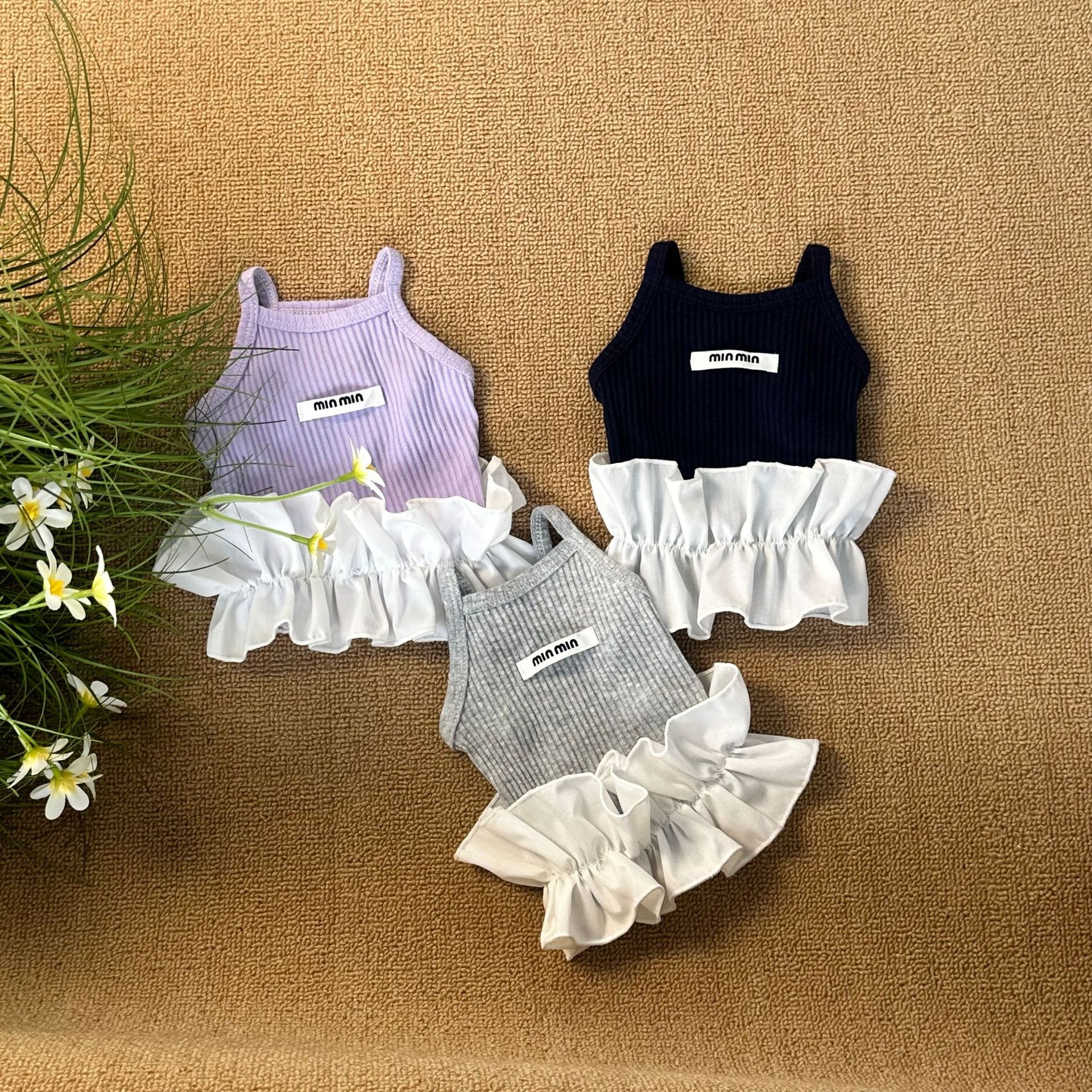 Cute Dog Dress for Small Dogs Girl Birthday Puppy Clothes Spring Summer Dog Outfits Fashion Logo Lace Border Princess Pet Tutu Skirt Chihuahua Yorkies