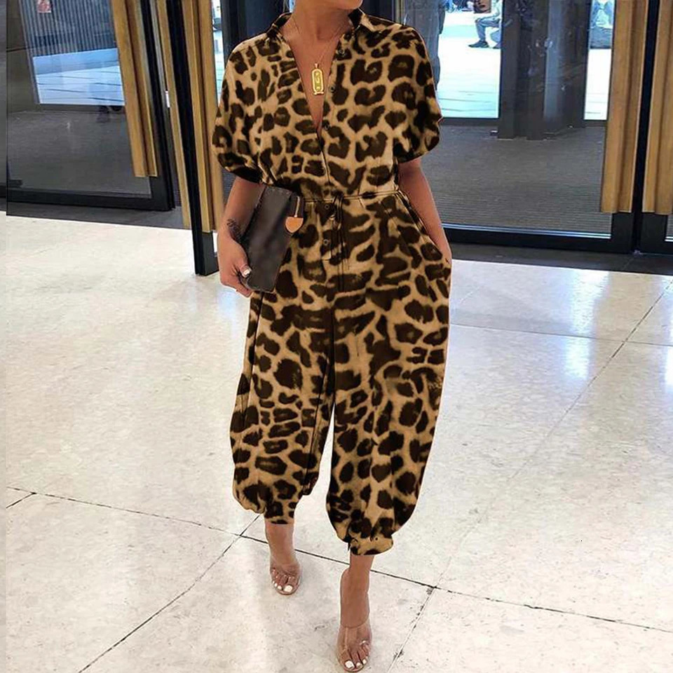 High Waist One Piece Short Sleeve Jumpsuit for Women Clothing Summer Casual Bodysuits Long Pants Female Playsuit Trousers M 250616