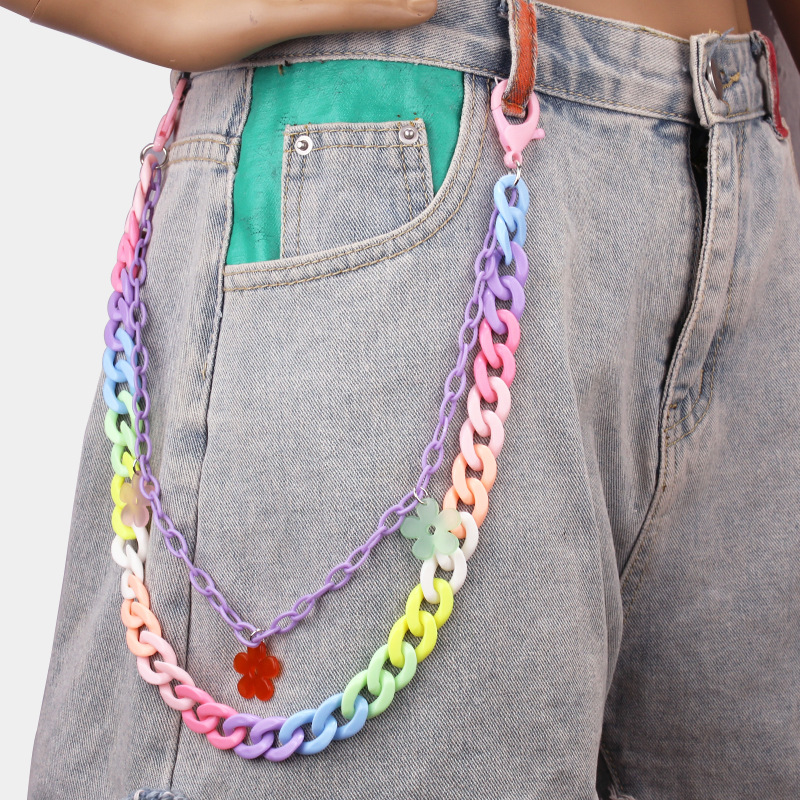Stage Wear Dance Accessories Men's and Women's Trendy Hip Hop Metal Pants Chain Cool Ins Personalized Jeans Chain