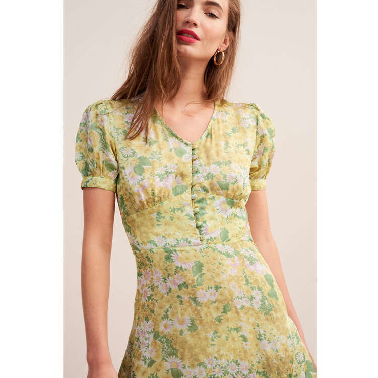 Whitedress Womens Dresses Women Dresses Vestidos Elegantes Vestidos De Noche NR086 Floral V-neck Dress 2025 Summer Printed Womens Short Sleeve French 