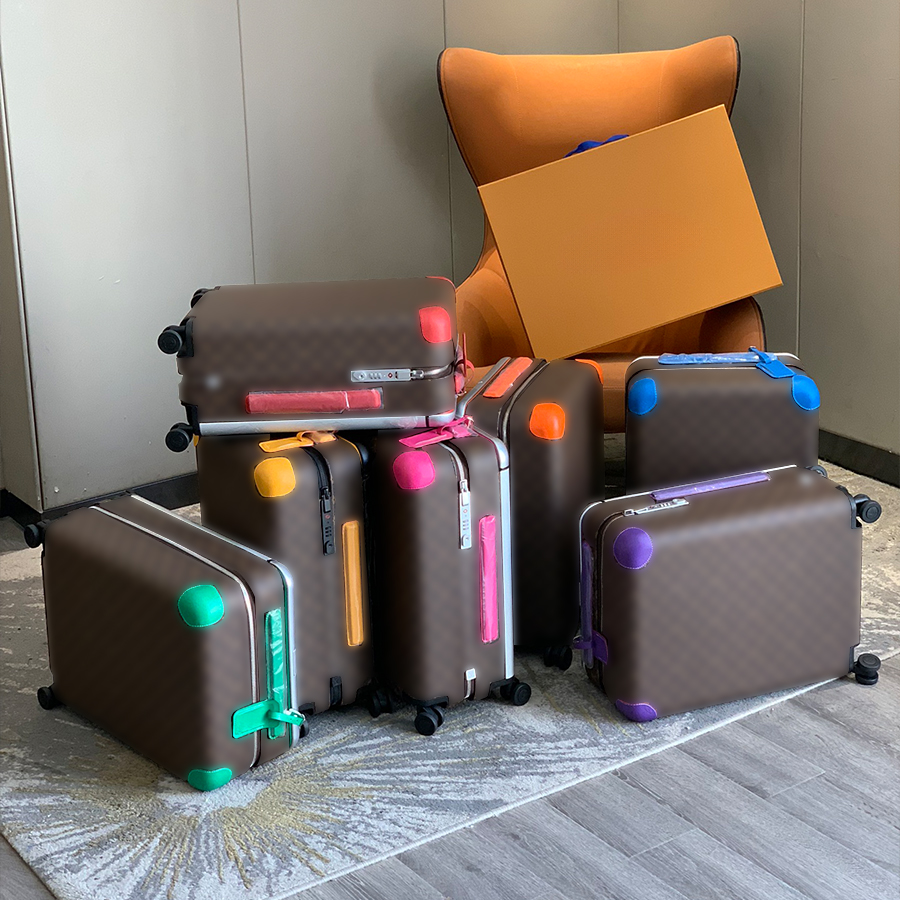 Designer Suitcase Genuine Leather Suitcases Horizon Luggage with wheels Flower Design Luxury Boxes Trolley Case Travel Bag Unisex Boarding Case Password Box