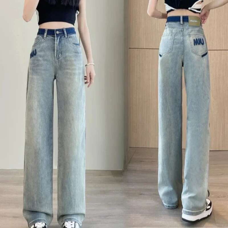 Womens Jeans Loosefit Trousers Solid Color Wide Leg Baggy Good Quality Cowboy Pants for Woman Gyaru Basics Office Streetwear Z