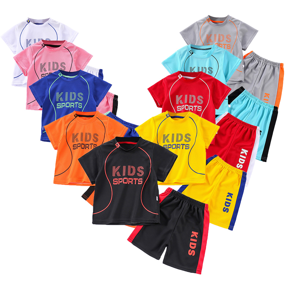 Children Clothing Sets Summer Short Sleeve Football Basketball Suit Clothing Set Boy Girl Jersey Quick Drying Breathable Kids Sports Wear