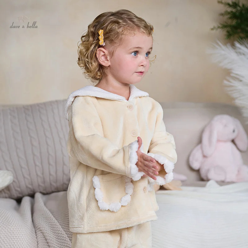 Dave Bella Girls Baby Pajama Set Autumn Winter Childrens Comfortable Fashion Cute Sweet Indoor Warm DB4243454 250617