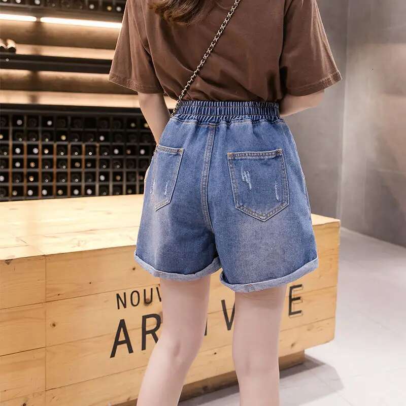 Womens Shorts Jeans Short Pants For Woman To Wear Home Ripped Denim With Waist Pocket Wide Trend 2025 Low Price Summer Luxury