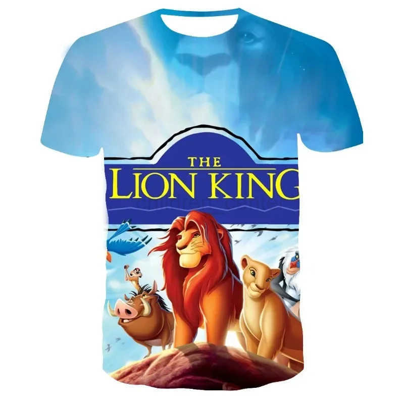 Disney 2024 Summer Disney The Lion King Simba 3D Print T-Shirt Kids Short Sleeve T-Shirts Casual Boys Girls Tops Men Women Clothing W250617