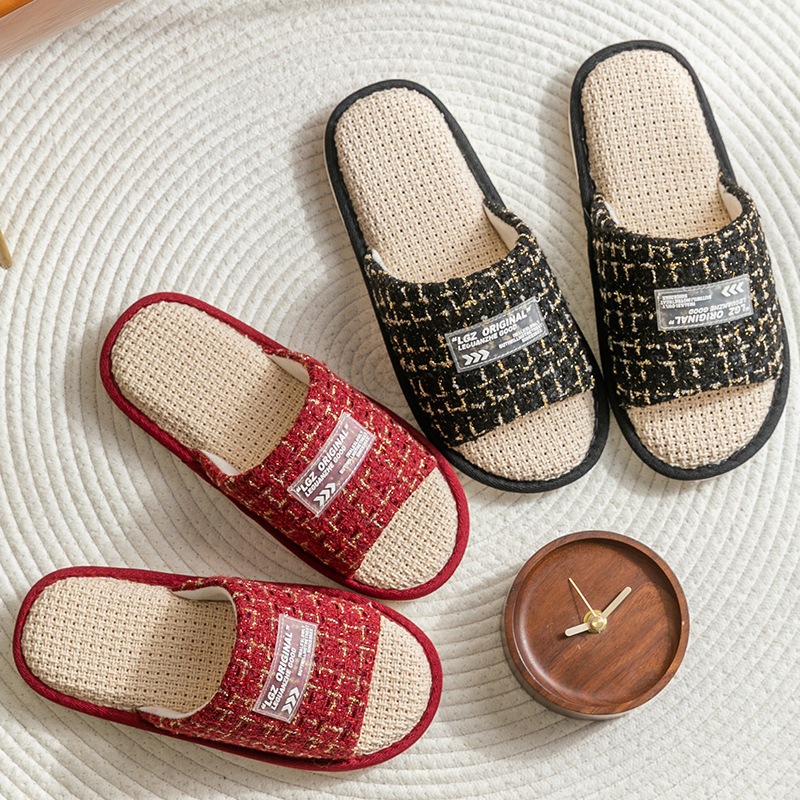 Summer linen women's slippers home indoor men's slippers designer sandals cotton linen soft women's sandals slippers