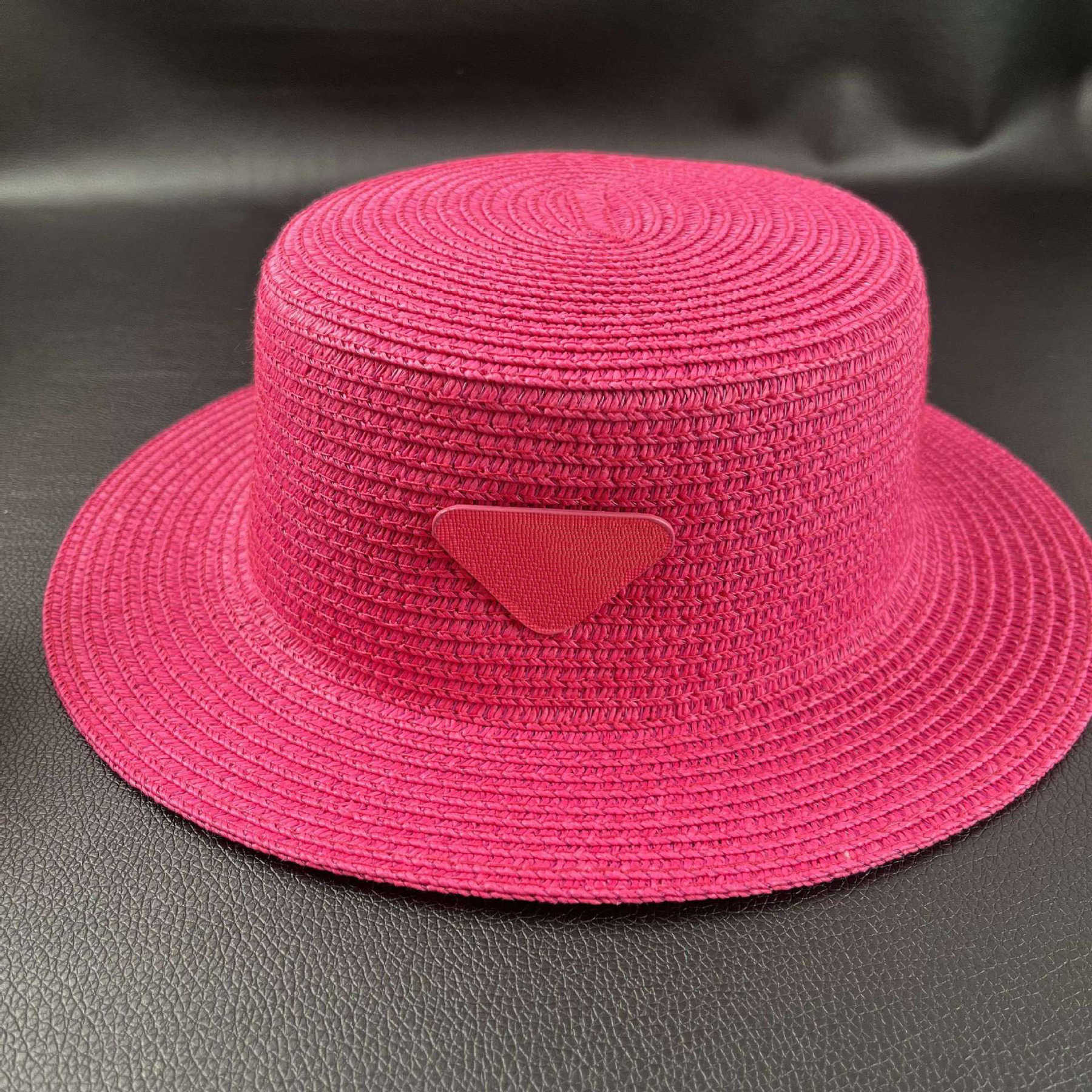 Spring and Autumn P Home Inverted Triangle Straw Hat for Women, Summer Flat Top British Jazz Sun Hat, Sunshade and Sun Protection Hat 250615