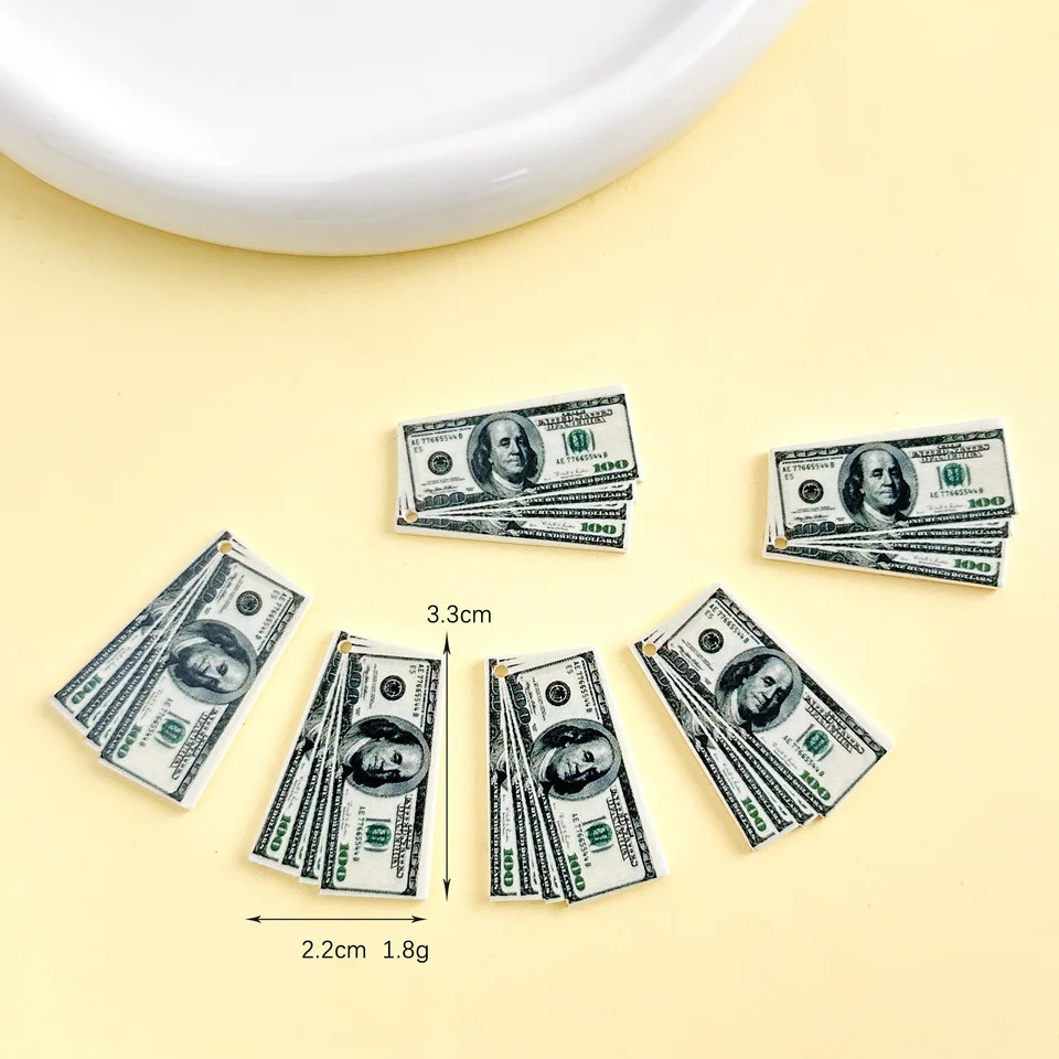 32*24mm 10pcs Kawaii resin dollar neckalce Charms for DIY decoration neckalce earring key chain Jewelry Making 250609
