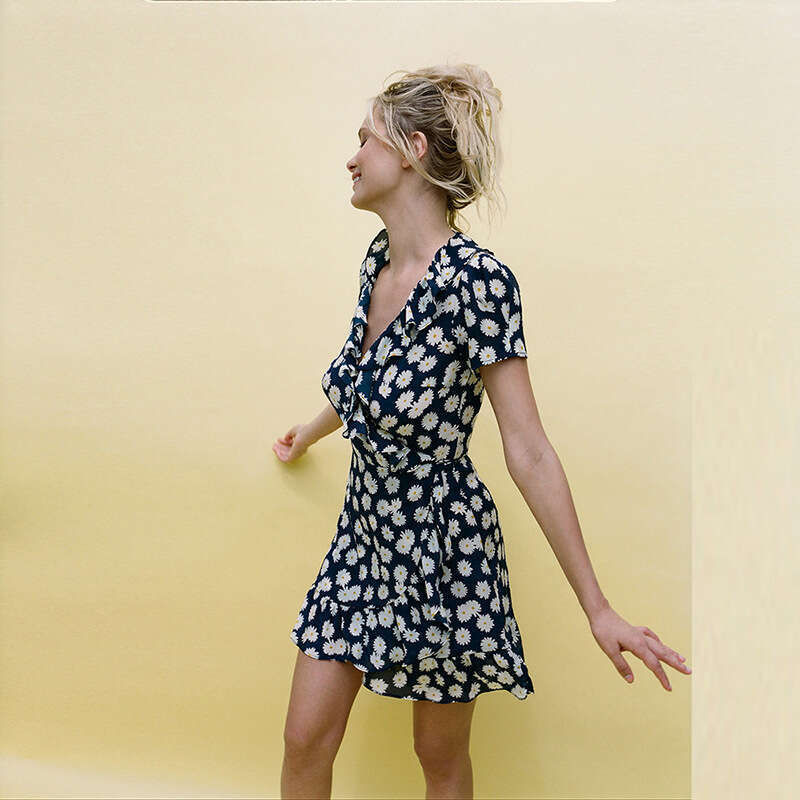 Black Dress Designer Dresses White Dress Dresses 698 Silk V-neck Ruffle Tea Break Tie Dress Short Sleeve Printed French Vacation Style Women