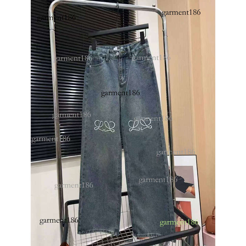 Men's Jeans Classic Logo Printed Black Straight Leg Early autumn new niche design fashion brand logo wide leg casual loose straight leg denim pan