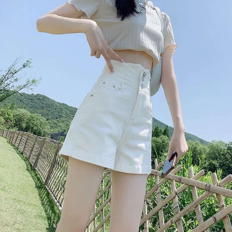 Black Womens Denim Shorts High Waist White Biker Pole Dance Short Pants for Woman To Wear Wide Y2k Harajuku Elegant XL Jeans