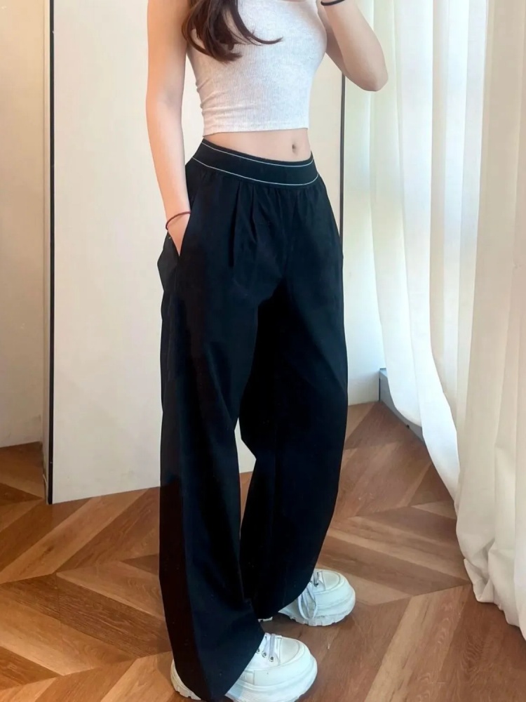 Women's Woven High Waisted Wide Leg New Sports Loose Casual Pants With A Slim And Lightweight Drape