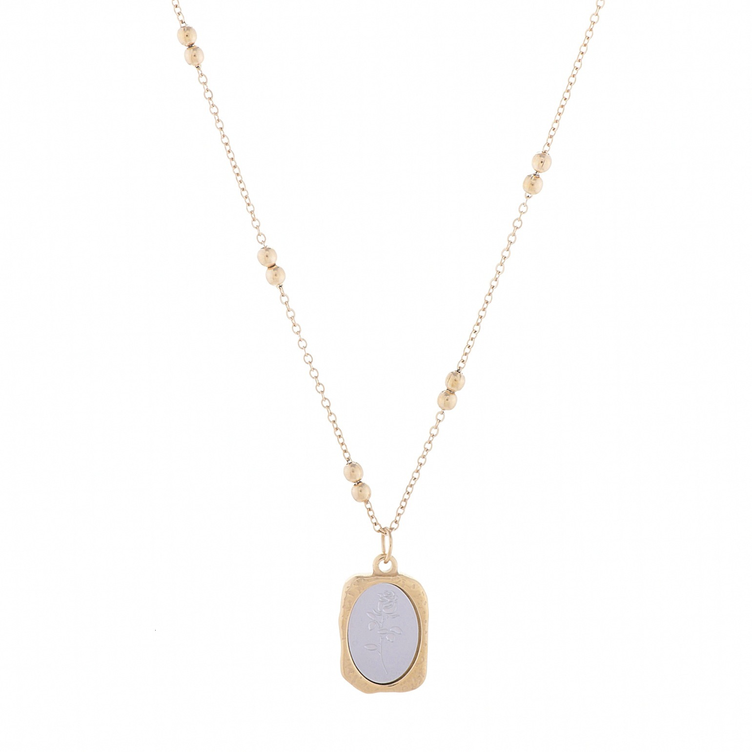 Fashion Light Style Personality Magic Mirror Rose Flower Necklace for Women Design Titanium Steel Non-Fading Jewelry