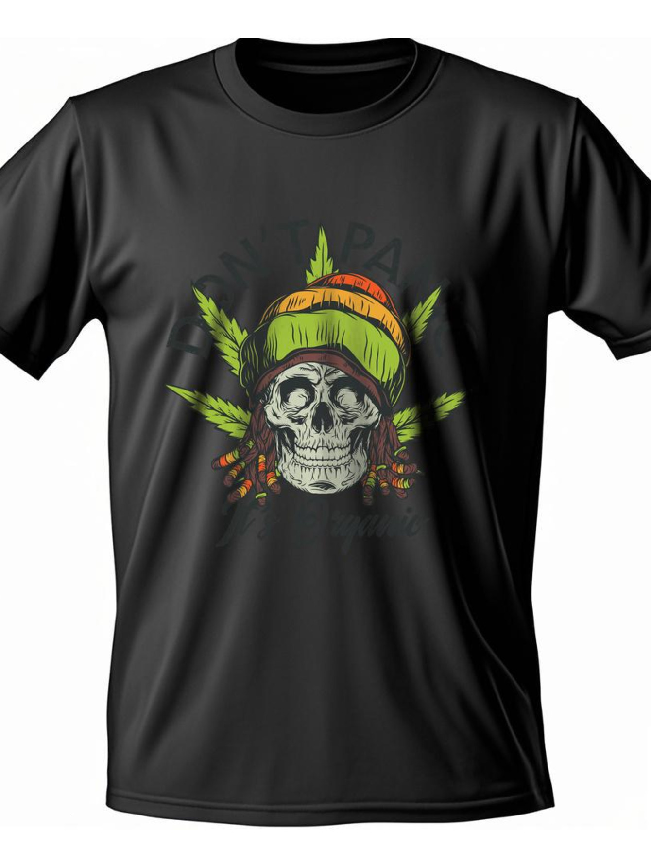 Dongdumaoyi White Graphics Text Short Sleeve Men Black Cotton Round Collar S-3Xl T Shirts 180G Adult Skull 6d1e