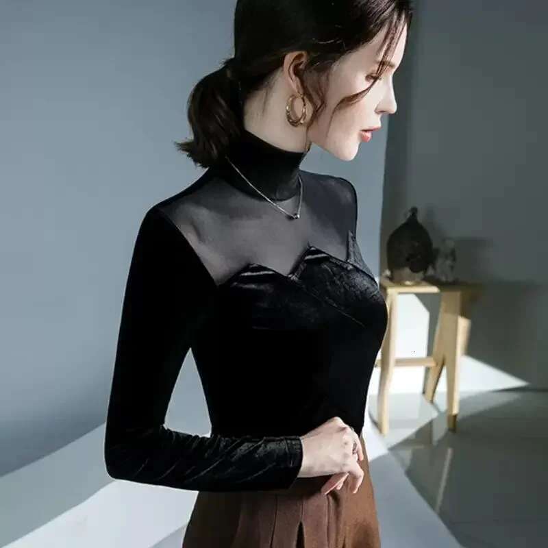 Mesh Womens Long Sleeve T-shirt Sexy Top Female Slim Coquette Clothes Youthful Trending Clothing Emo Y2k Fashion Korea Basic