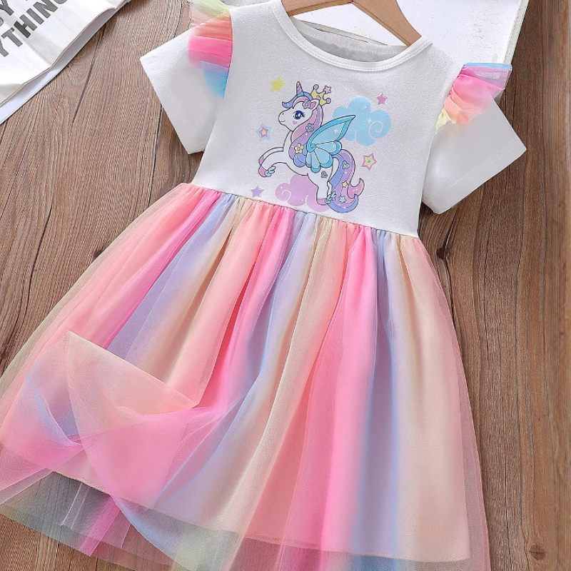 Disney girls designer clothes Frozen Elsa princess Skirt Netting Princess Dress for Baby Girls Children princess dress cotton summer little girl skirt