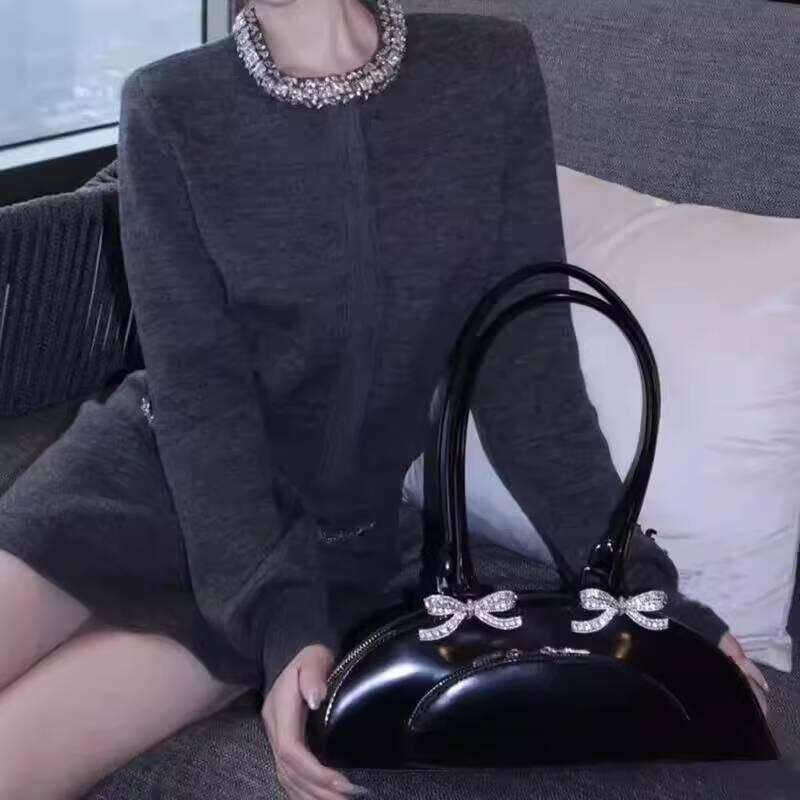Trendy Sweet and Spicy Girl Bowknot Sparkling Diamond Socialite Lady Underarm Spring Summer New Women s Bag Fashion