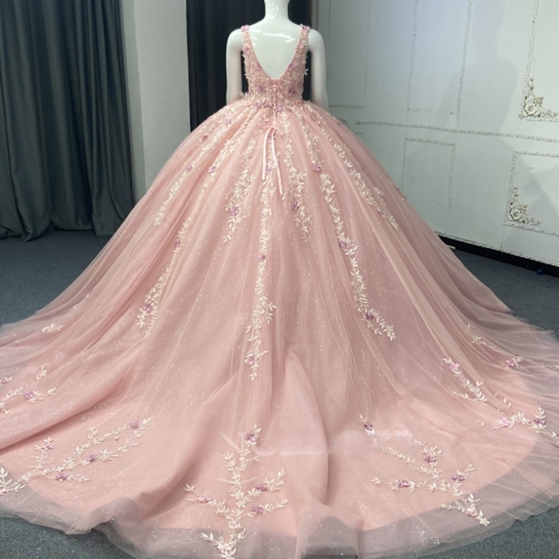 Pink Quinceanera Dresses Ball Gown Off The Shoulder Sequin Applique Lace Beading Tull Sweet 16 Dress Vestidos 15 De Anos