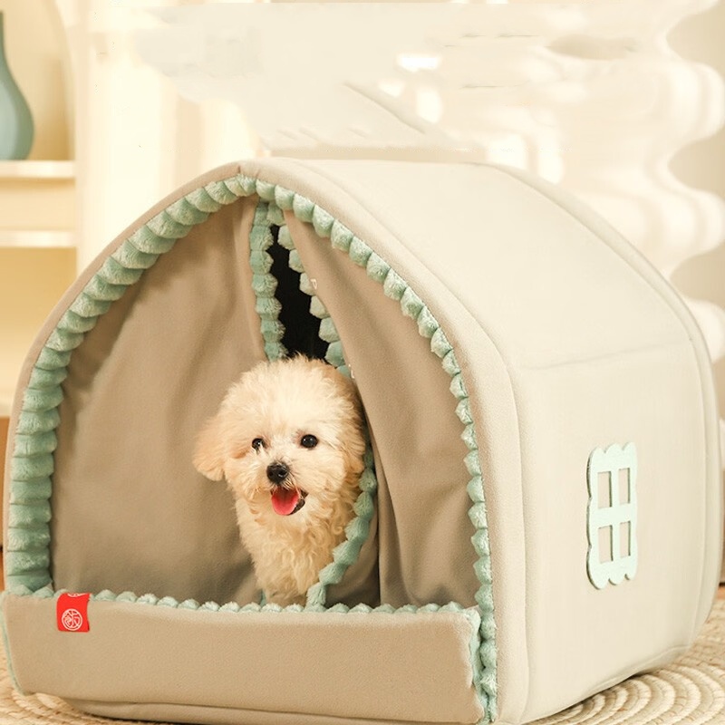 Small Pet Warm House Winter Closed Cat Dog Kennel Detachable & Easy-Clean Pet Shelter for Cats & Dogs