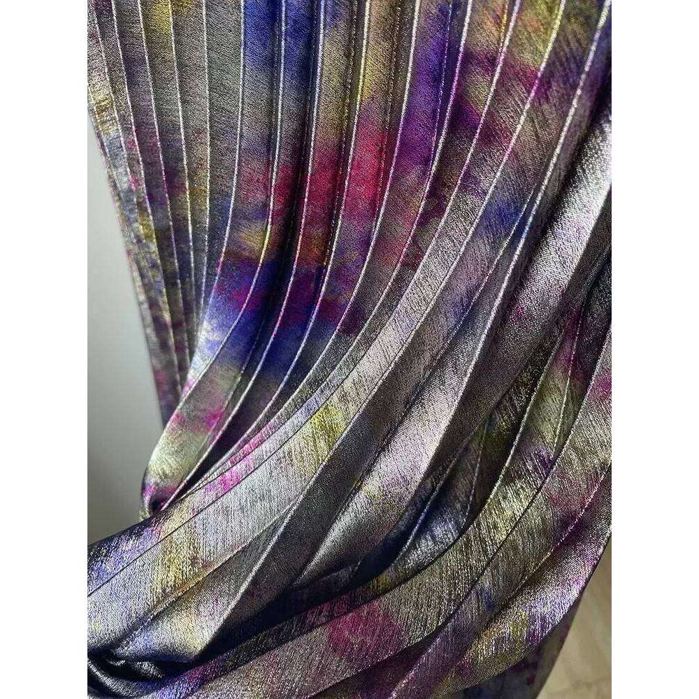 Shiny Colorful High Waist Midi Spring/Summer Fashion Trends Elastic Waistband Pleated Skirt Old Money Style