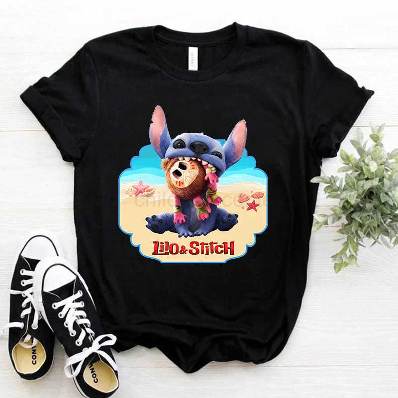 Disney New Movie Lilo Stitch T-shirt Adult Cartoon Anime Short Sleeve Boys Girls Summer Fashion Cotton Tee Summer Clothes Top W250617