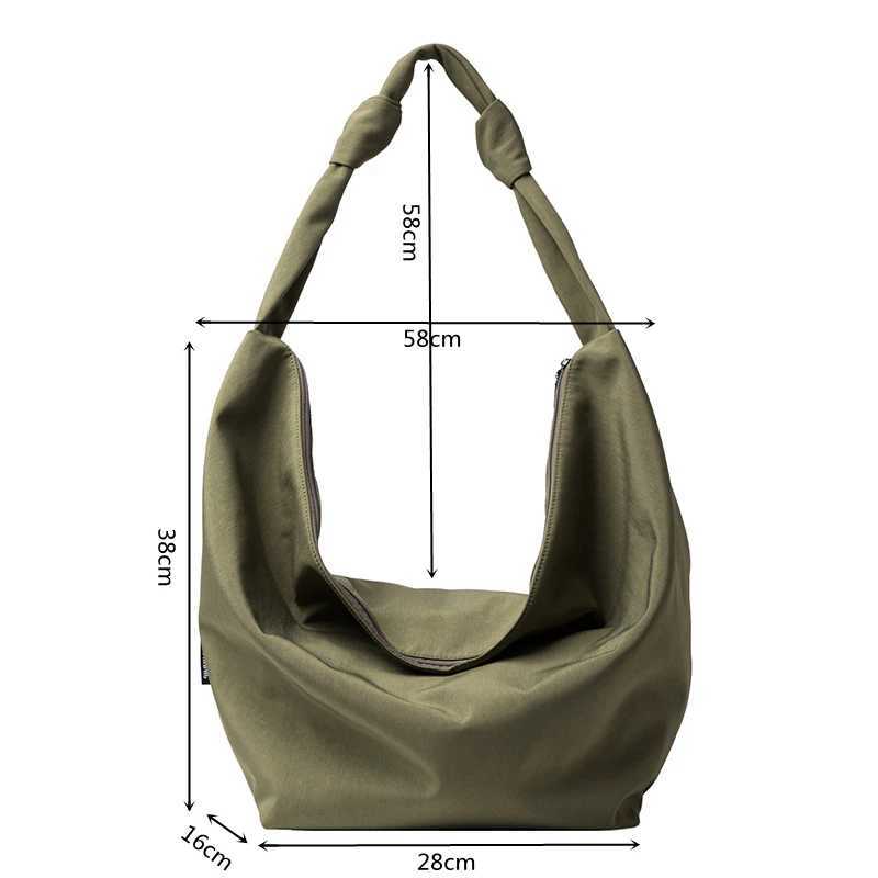 Pure Color Nylon Big Tote Bags for Women 2021 New Shoulder Shopping Bag Waterproof Fabric Handbags Simple Fashion Hobo Bolso Z250617