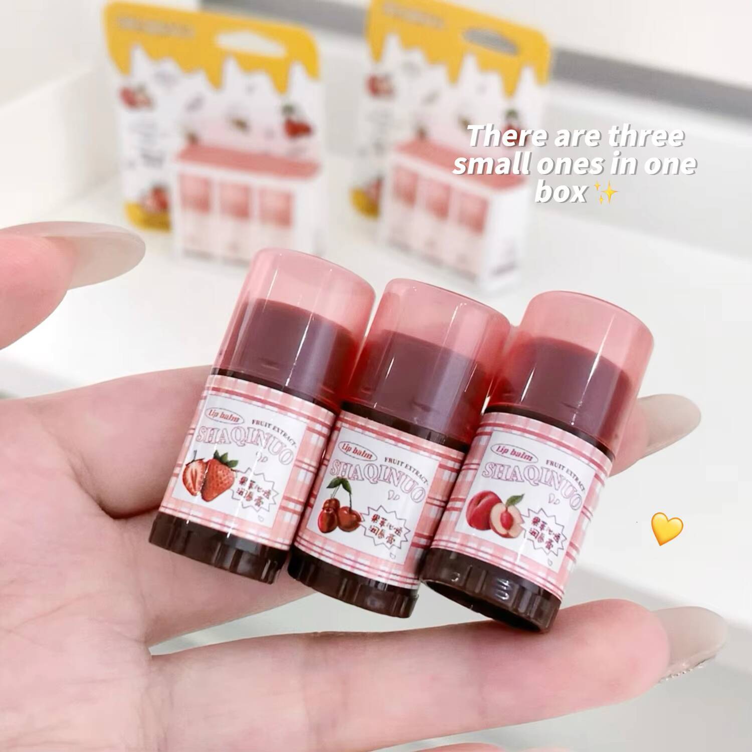 Mini Fruit Colored Lip Balm Set Lasting Reduce LipLine Moisturizing Lipstick Anti Aging Anti-drying Lips Care Cosmetics Makeup happy