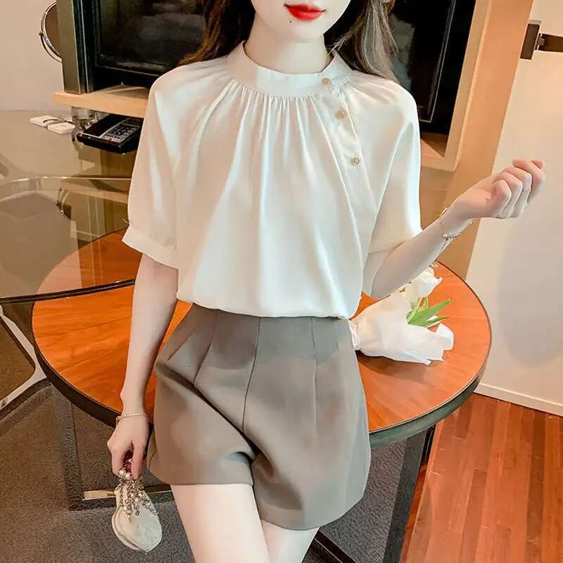 Womens Shirt and Blouse Summer Cute Female Tops Kawaii White Simple Cheap Stylish Elegant Youth Japanese Harajuku Fashion Y2k M