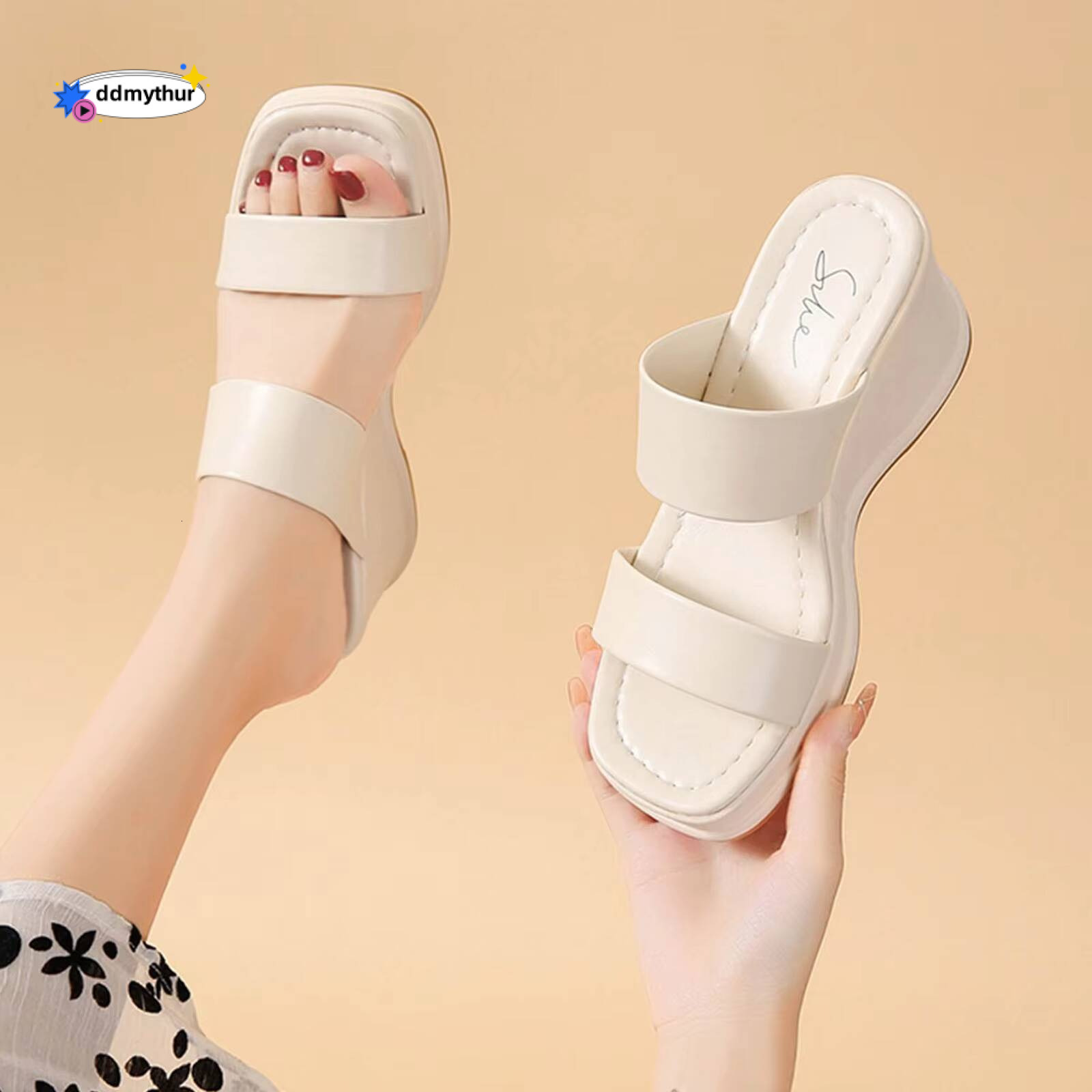 Free Shipping Summer Wedge Heel Thick Sole Solid Color Womens Dress Casual Pineapple Sandals For Women ddmythur