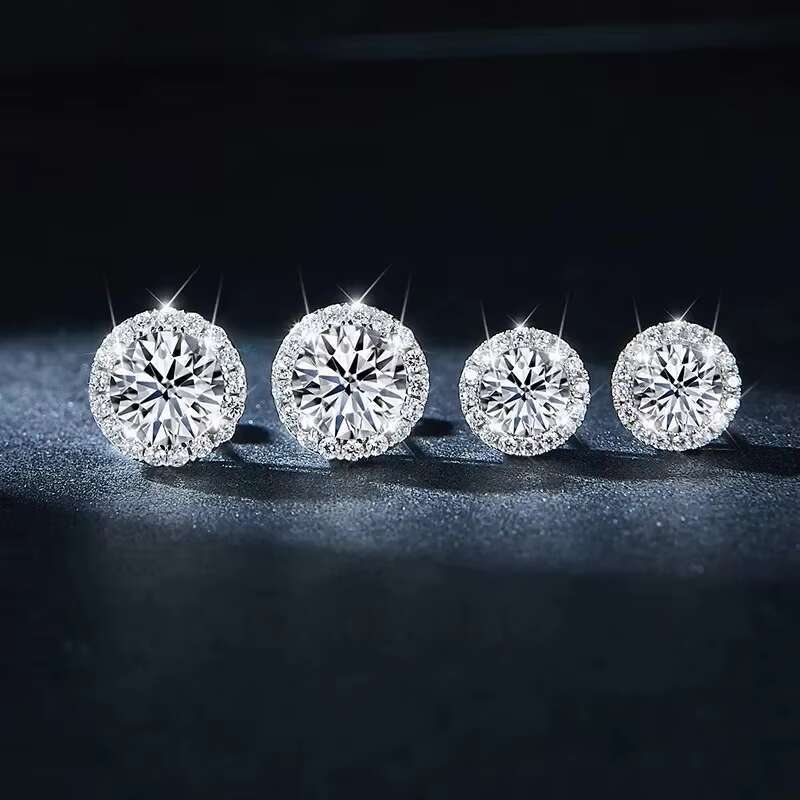 0.5ct 925 Sterling Silver round Moissanite Gemstone Earrings Elegant Stud Design for Women
