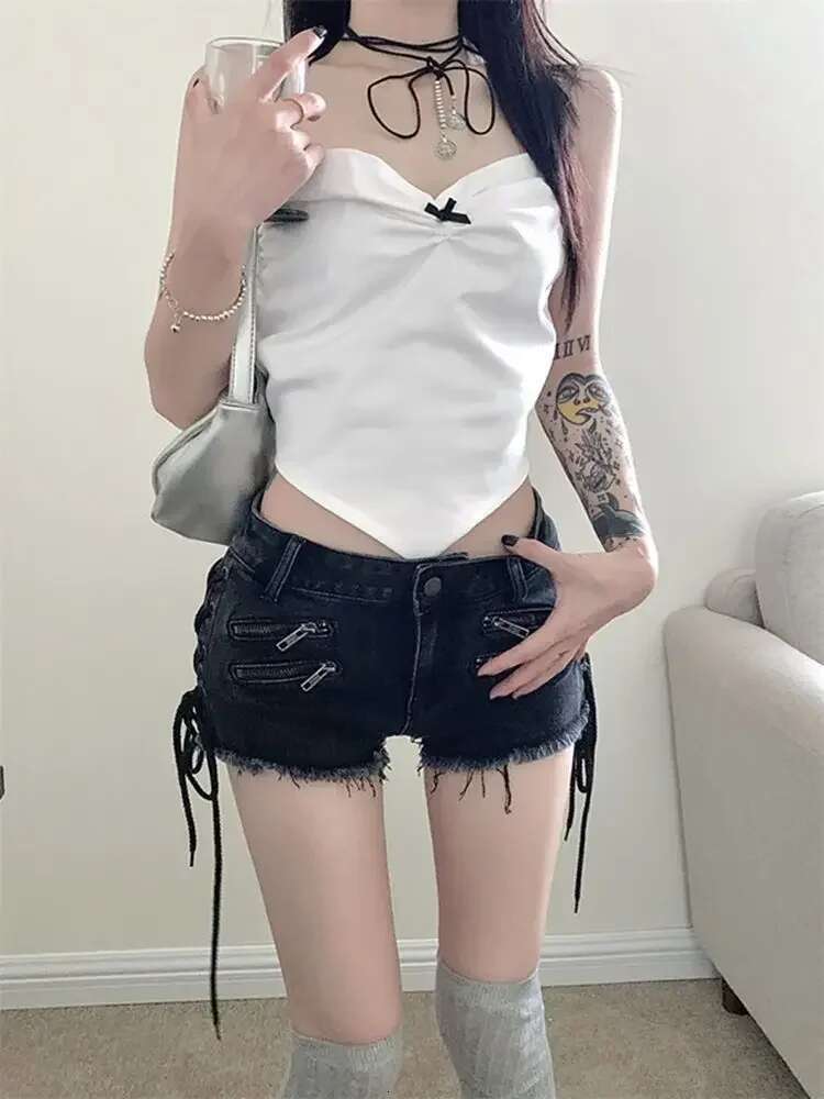 Zipper Low Rise Waist Short Jean Pants Woman Elegant Trend 2025 New In Y2k Harajuku Summer Hot Stretchy Denim Shorts for Women
