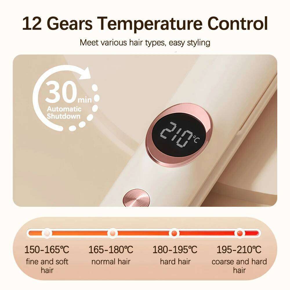2 In 1 Professional Straightener Curler Flat Iron Fast Heating Electric Style Clippers Curling 12 Gears Hair Comb