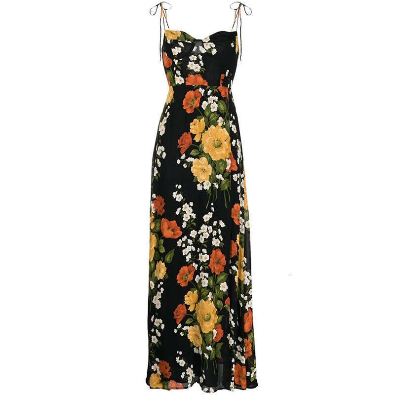 White Dress Womens Designer Clothing Women Dresses N760 Summer 2025 Printed Tie Slim Low-cut Sexy Vacation Style Mid-length Dress for Women