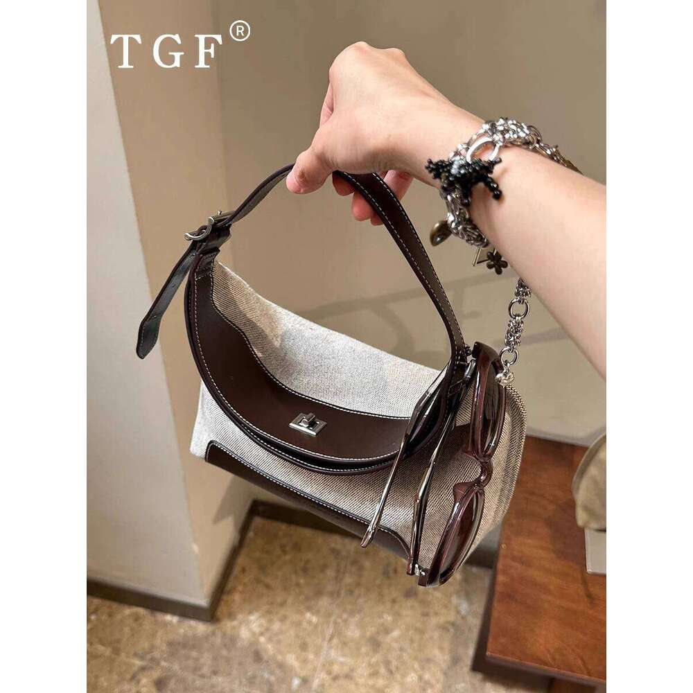Underarm Canvas for Women New Summer High Quality Texture Niche Color Block Handheld Tote Large Bag