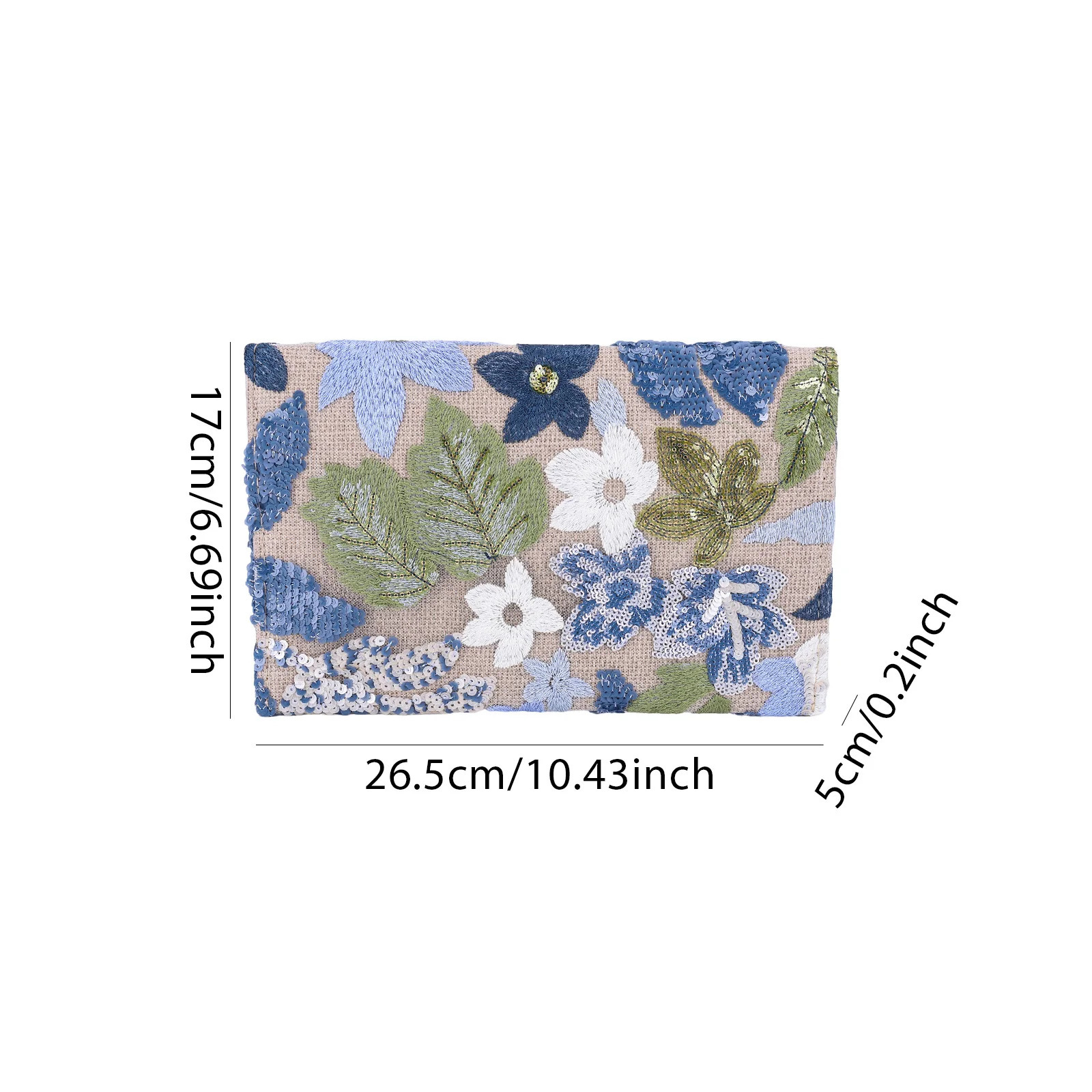 Sequin Embroidered Flowers Evening Clutch Bag Party Purse Envelope Package for Women Wedding Vacation Travel 250617