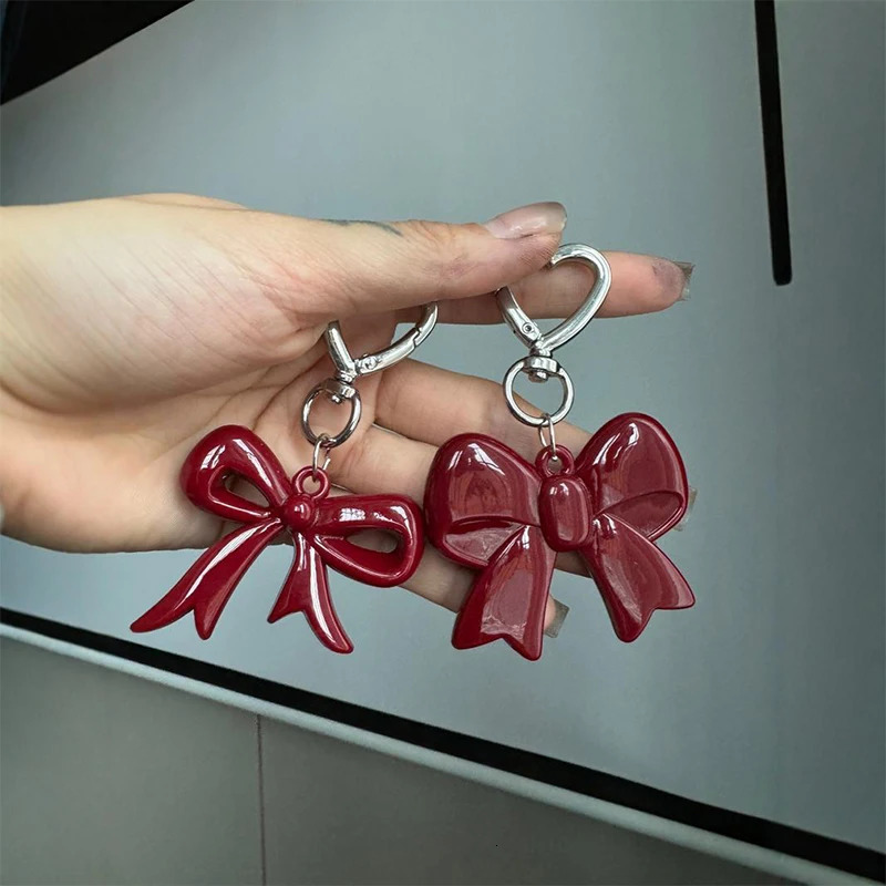 Exquisite Temperament Red Heart Bow Charms Keychain Versatile Phone Pendant Fashion Backpack Hanging Ornament Accessories Gifts 250616