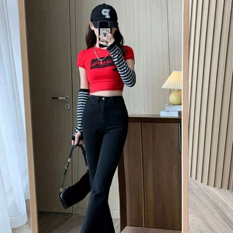 Womens Jeans Flared Slim Fit Female Cowboy Pants Flare Streetwear Cheap Harajuku Fashion 2025 High Quality Stretched Trousers