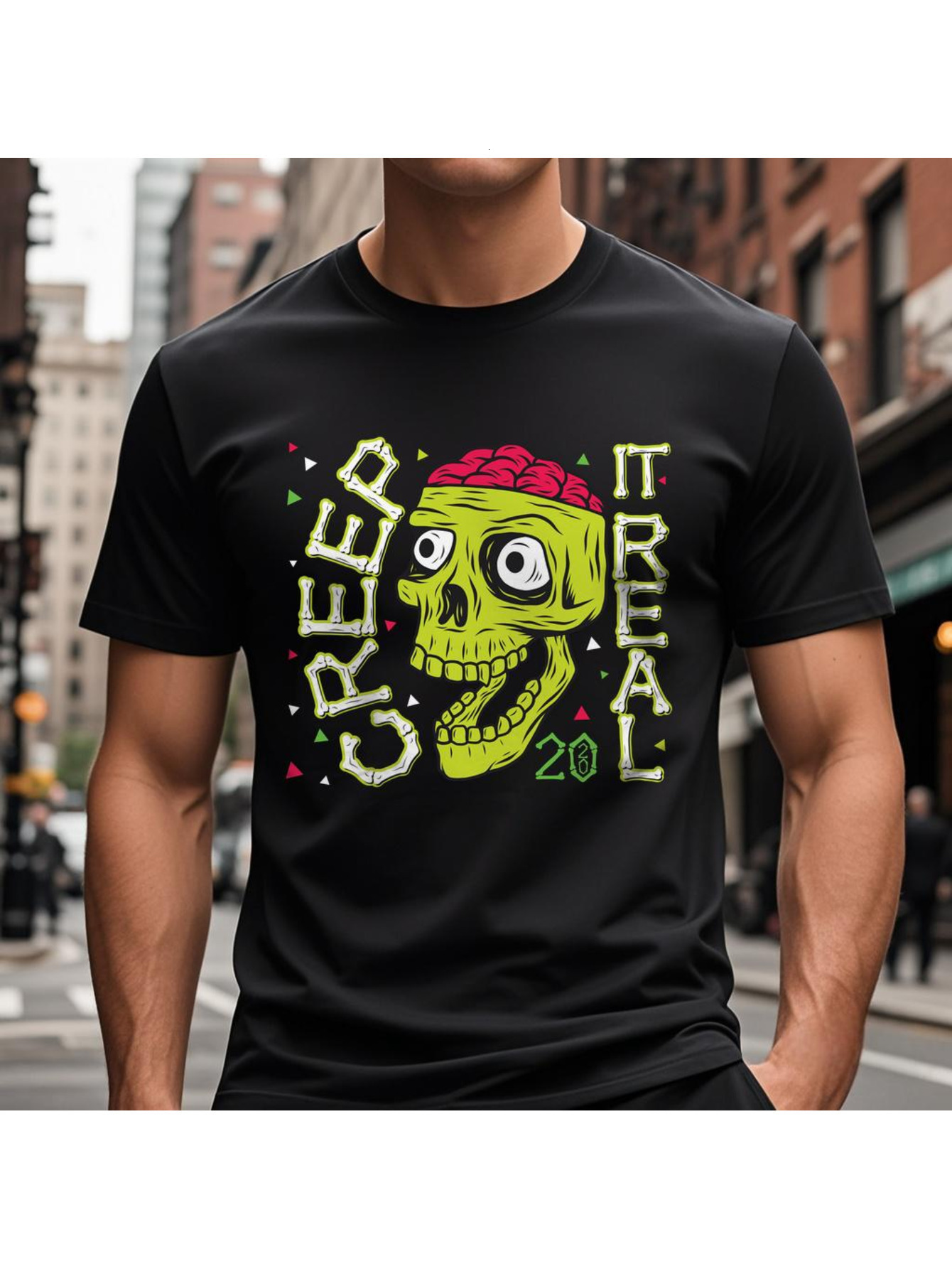 Dongdumaoyi T Shirts Men Short Sleeve Skull White Adult Cotton Black Round Collar S-3Xl Text 180G 8cd7