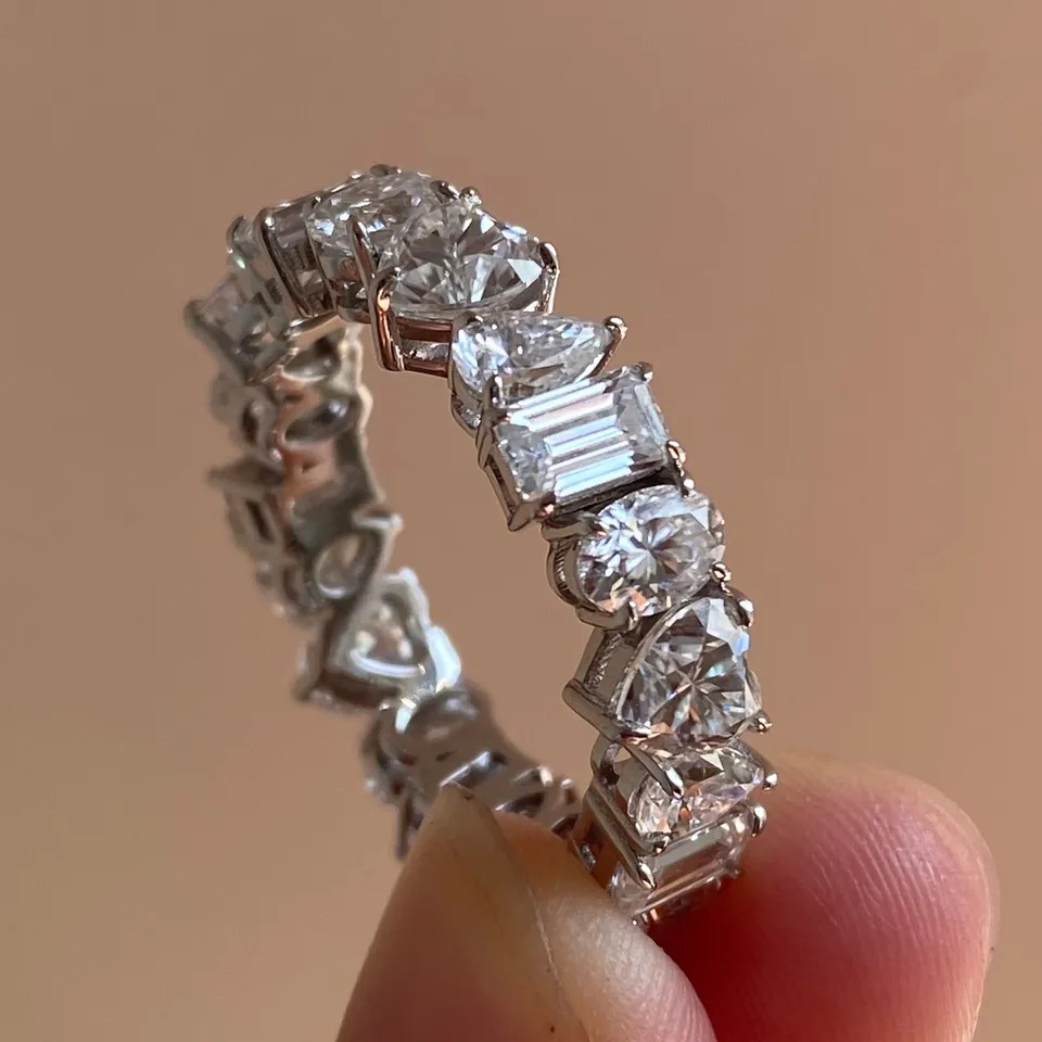 25 Choucong New Designer Ins Top Sell Gorgeous Luxury Jewelry 925 Sterling Silver Flll Multi Shape 5A Zircon CZ Diamond Eternity Party Women Wedding H