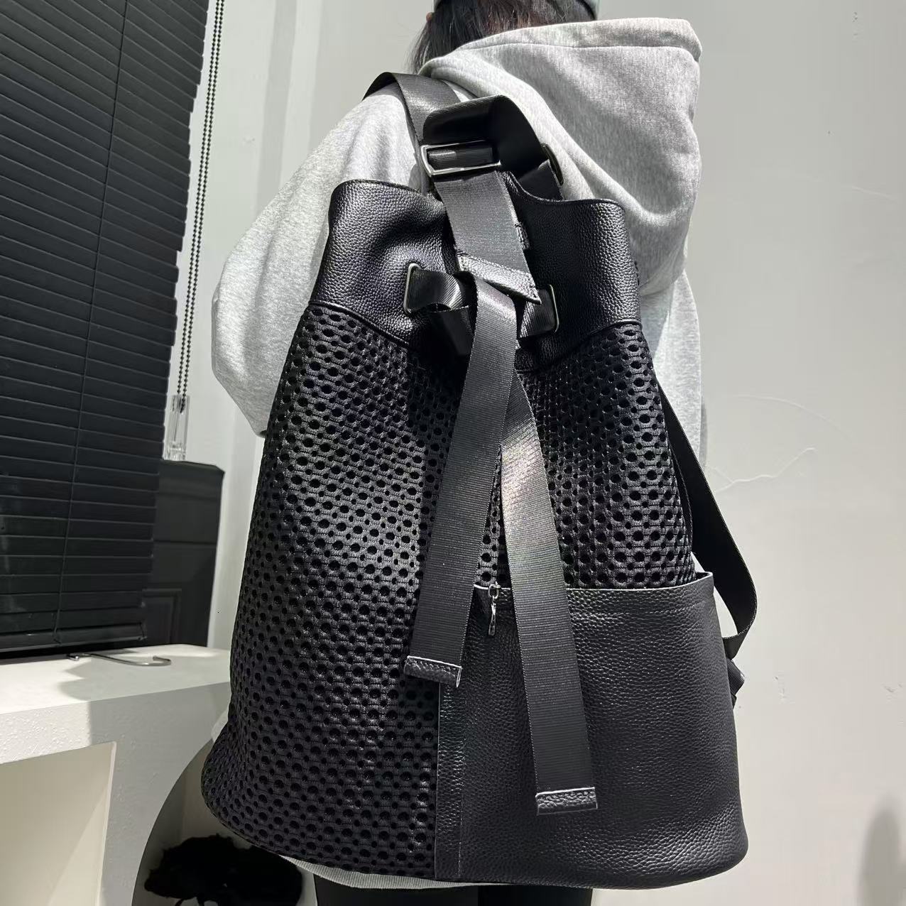 Free Shipping Designer Luxury Women's Backpack Fashion Mesh Lightweight New Handbag Large Capacity Patchwork Trendy Shoulder Bag