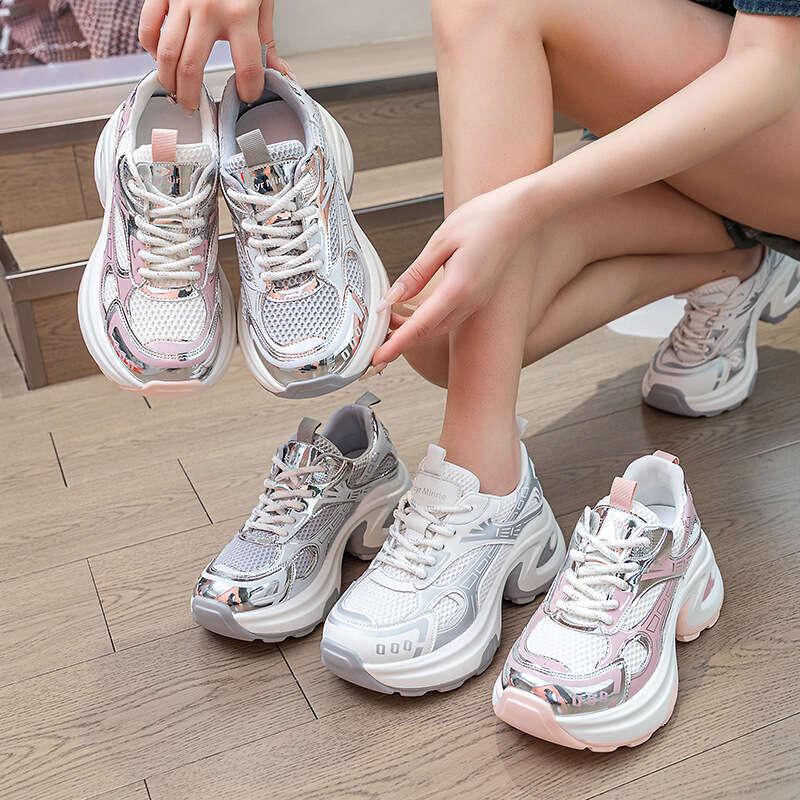 Trendy Street Style Dad Sneakers 2025 New Korean Version Casual Fashion Trend Thick Sole New Height Increasing Sports Shoes For Women