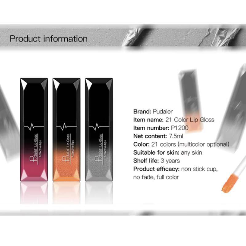 Pudaier Makeup Sexy Matte Long Lasting Lipgloss Liquid Lip Cream Waterproof And Non Stick Cup 21 Colors Lipstick happy
