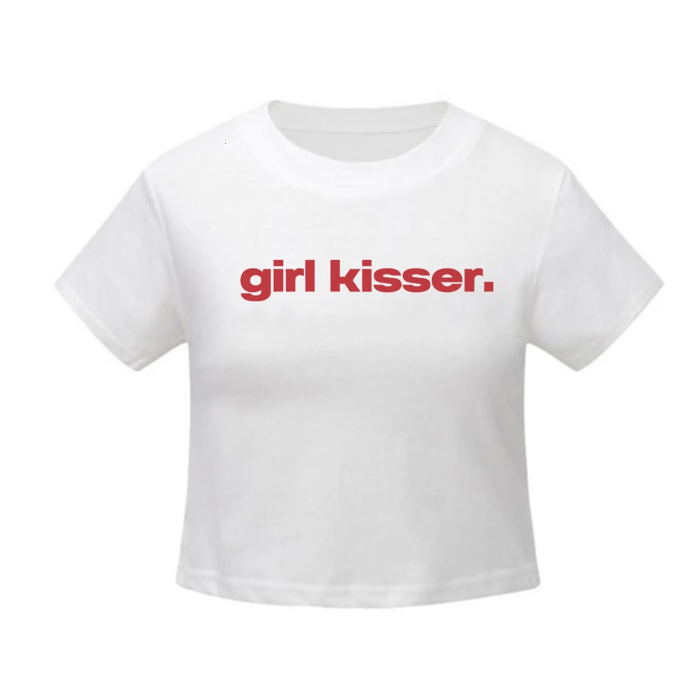 Lesbian Girl Kisser Pride LGBTQ WLW Pansexual Bisexual Baby Tee Y2k Shirt Trendy Crop Top Coquette Baby Tee 90s Retro Shirts 250616