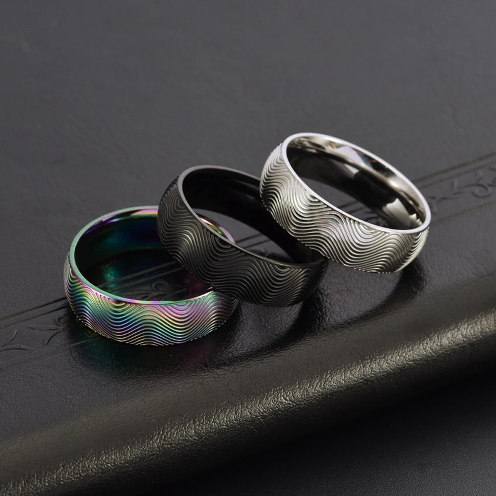 Unisex Wave Pattern Stainless Steel Ring Boho Adjustable Jewelry for Men Women Minimalist Streetwear Gift 250616