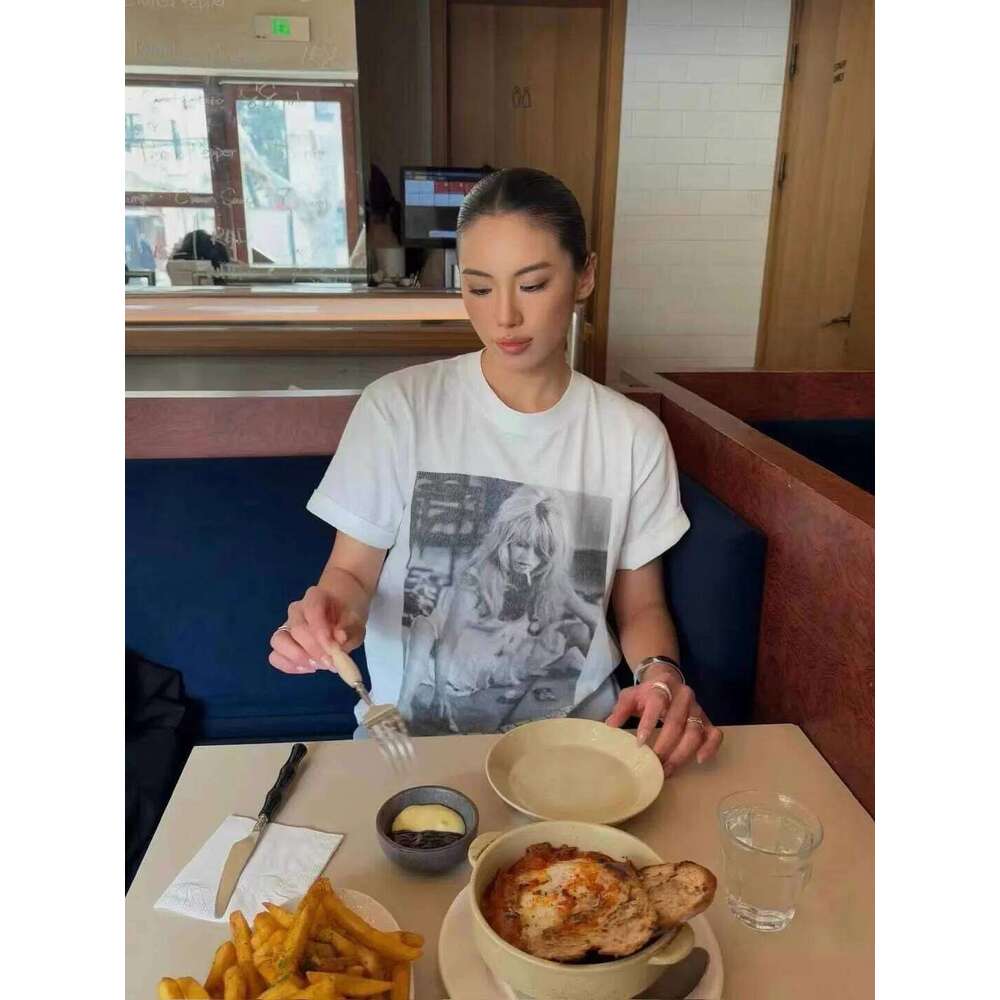 Designer Clothing 2025 Graphic Printed O-Neck Cotton T-Shirt Women Summer Short Sleeve White Tops Fashion Casual Tshirt Tee