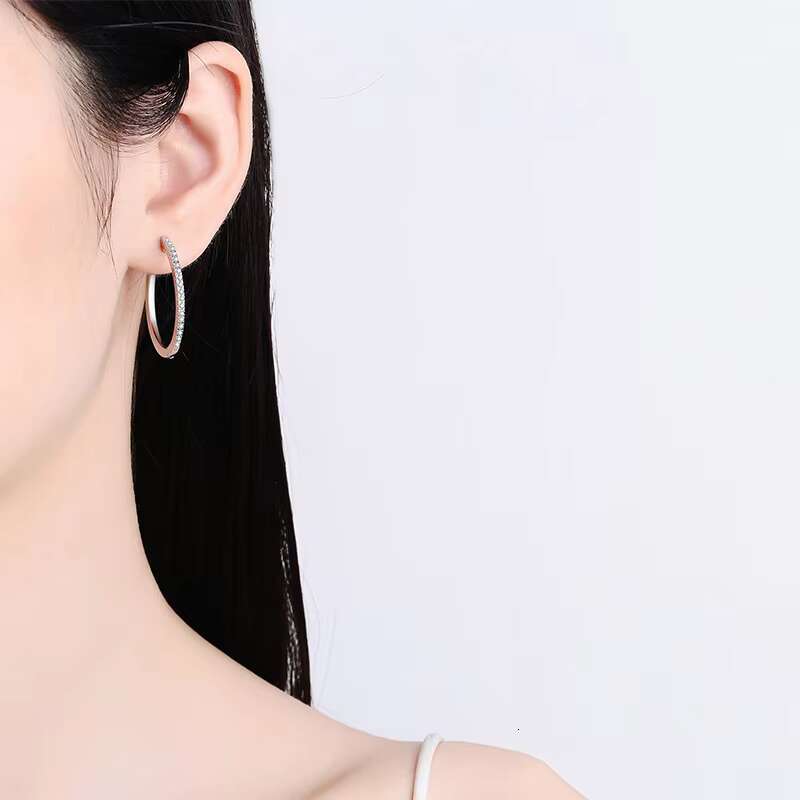 Wholesale Designer Inspired S925 Sterling Silver D Colour Moissanite Diamond Dangle Big Hoops Earrings