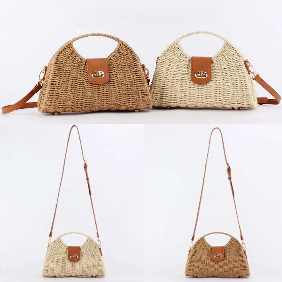 Casual Woven Basket Bags Women Handbags Handmade Summer Beach Straw Shoulder Crossbody Bag 2025